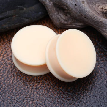 Detail View 1 of A Pair Of Soft Silicone Double Flared Plug-Peach